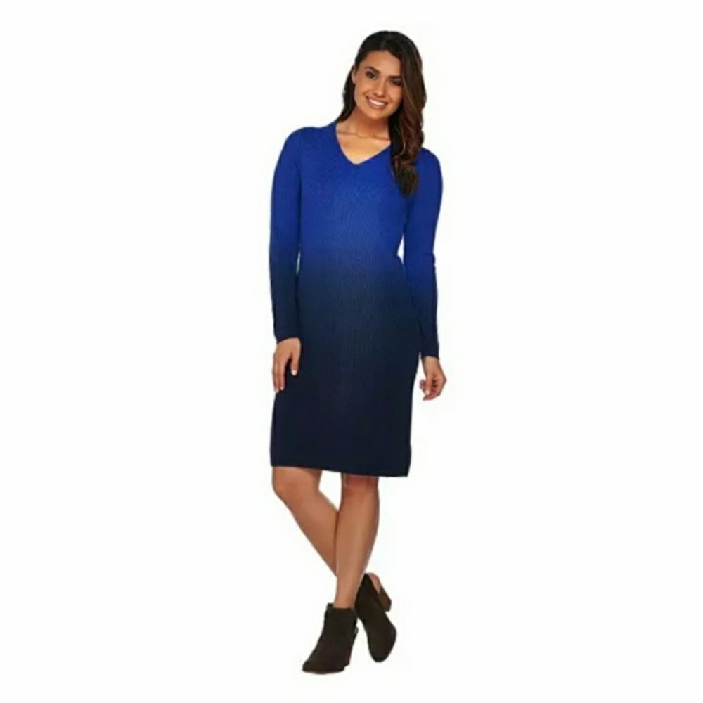 H By Halston Ombré Ribbed Sweater Dress Sz XXS